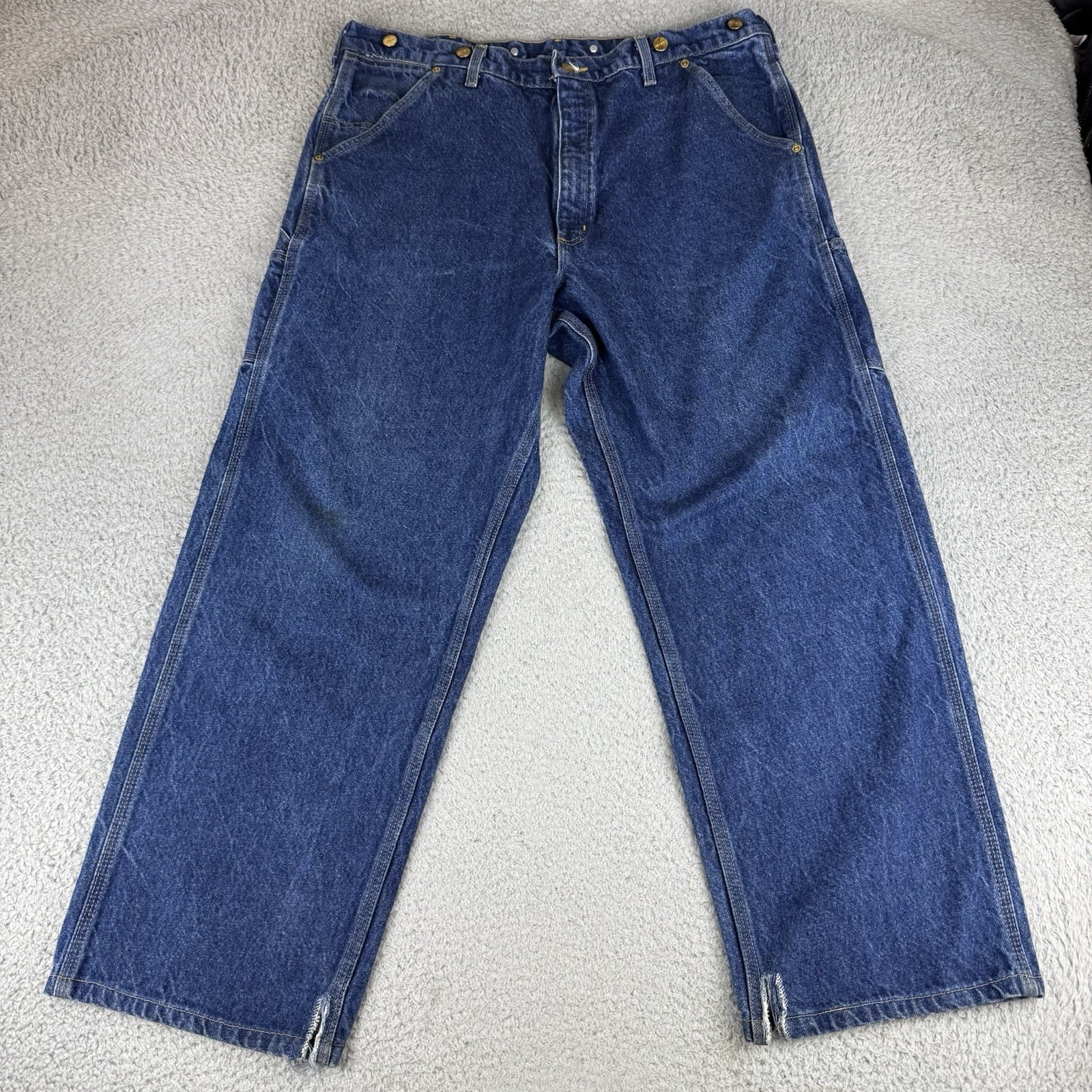 Carhartt Jeans B06dnm Single Knee 40x32 Blue Vtg Suspender Button Logger Denim
